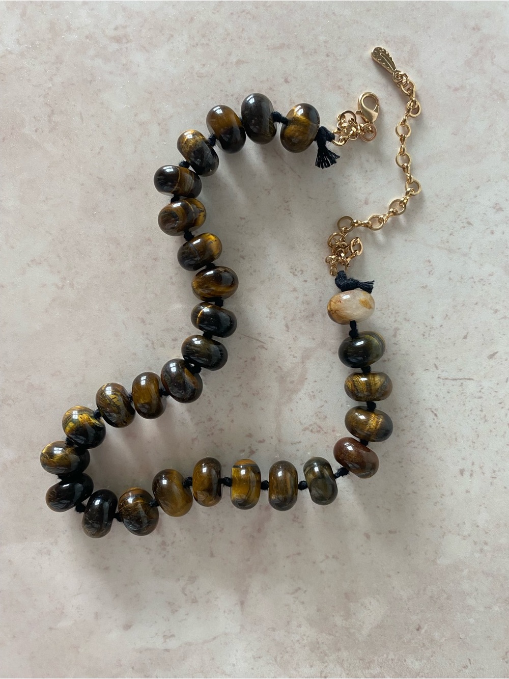Free People Semiprecious beaded stone choker necklace tigers eye nwot